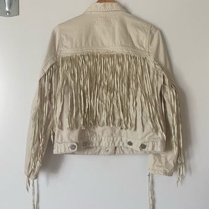 Blank NYC Beige Denim Fringe Jacket